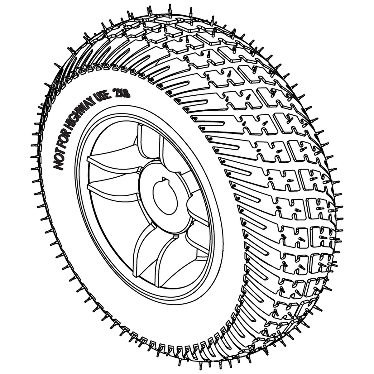 Pride Mobility (WHLASMB1838), flat-free rear wheel assembly, 2.5 x 8 inch, silver rim and black tire.