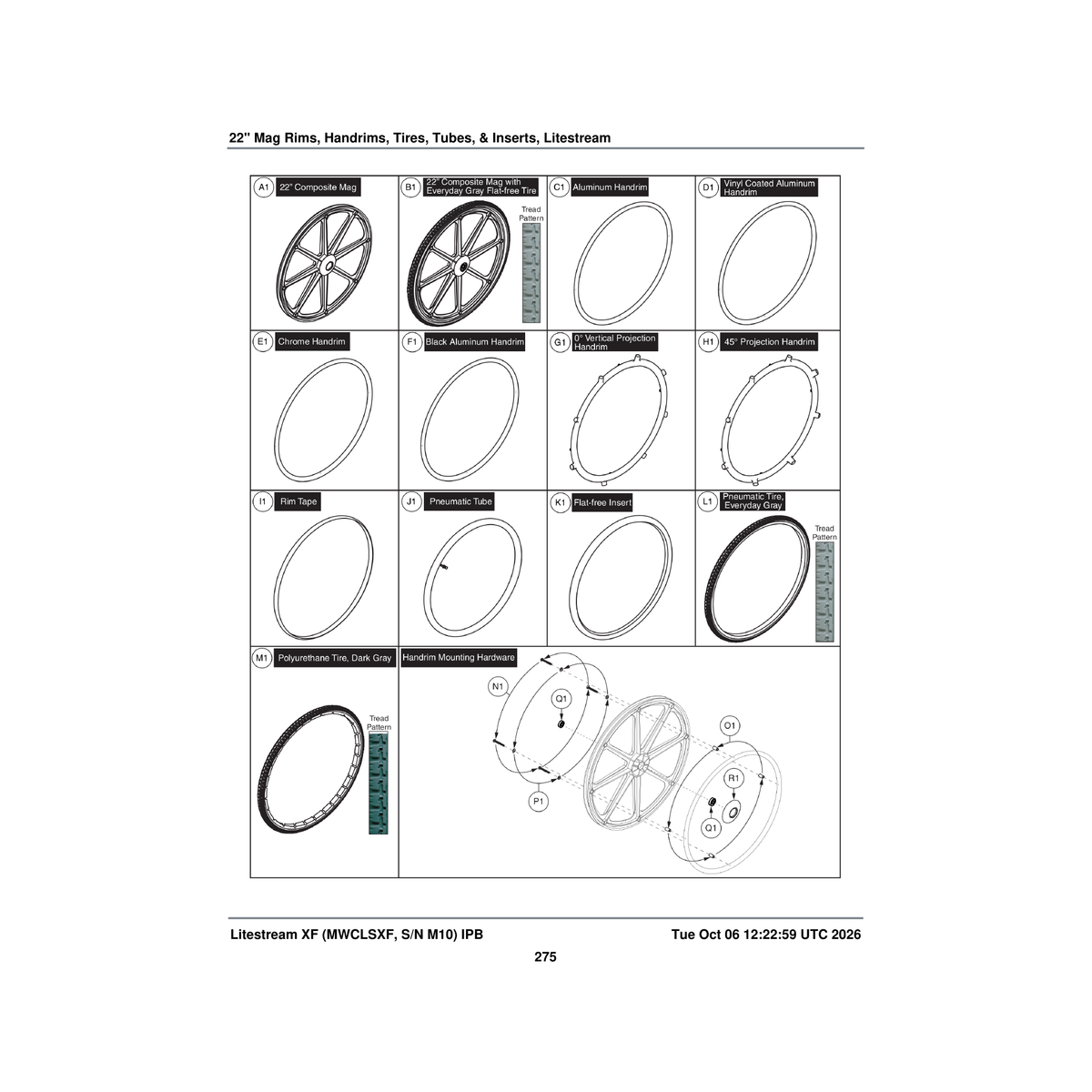 Pride Mobility WHLASMB1956 mag rim with bearings wheel assembly black 22 inch 8 spoke parts diagram