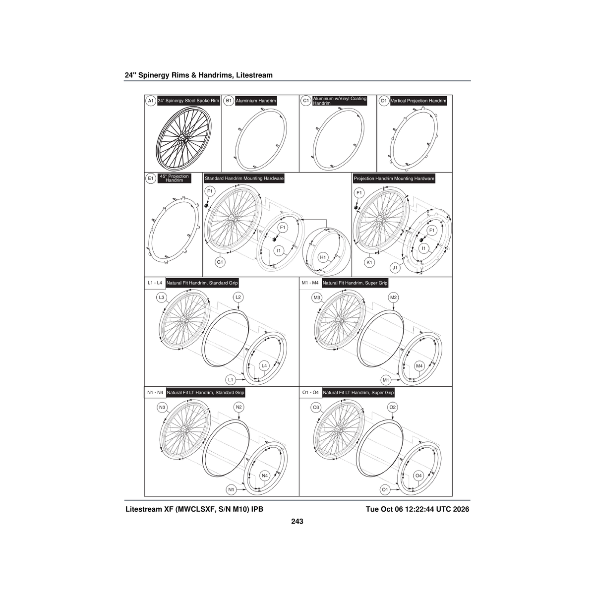 Pride Mobility WHLASMB1980 handrim wheel assembly 24'' oval super grip thumb piece with parts diagram