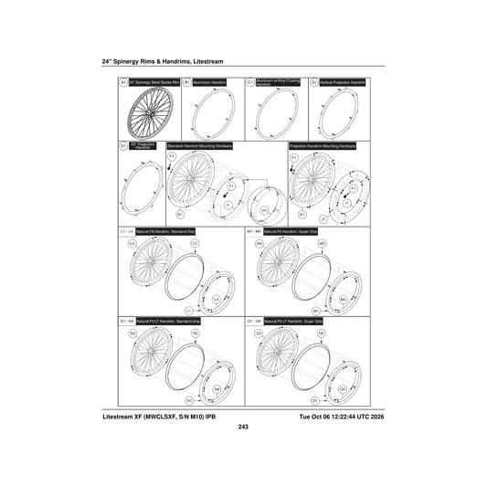 Pride Mobility WHLASMB1993 handrim wheel assembly black 24'' oval super grip thumb parts diagram