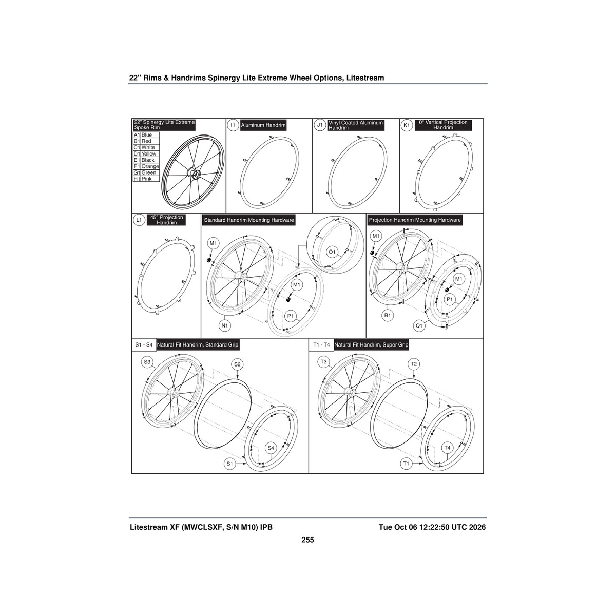 Pride Mobility WHLASMB2009 rim wheel assembly white 22 inch lite extreme 12 spoke parts diagram