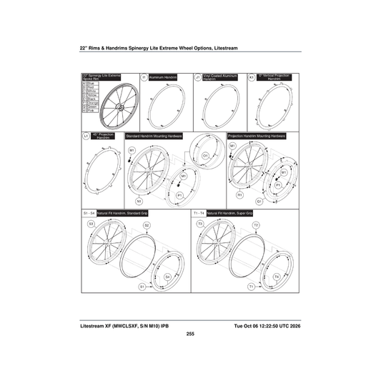 Pride Mobility WHLASMB2050 rim wheel assembly orange lite extreme 22 inch 12 spoke parts diagram