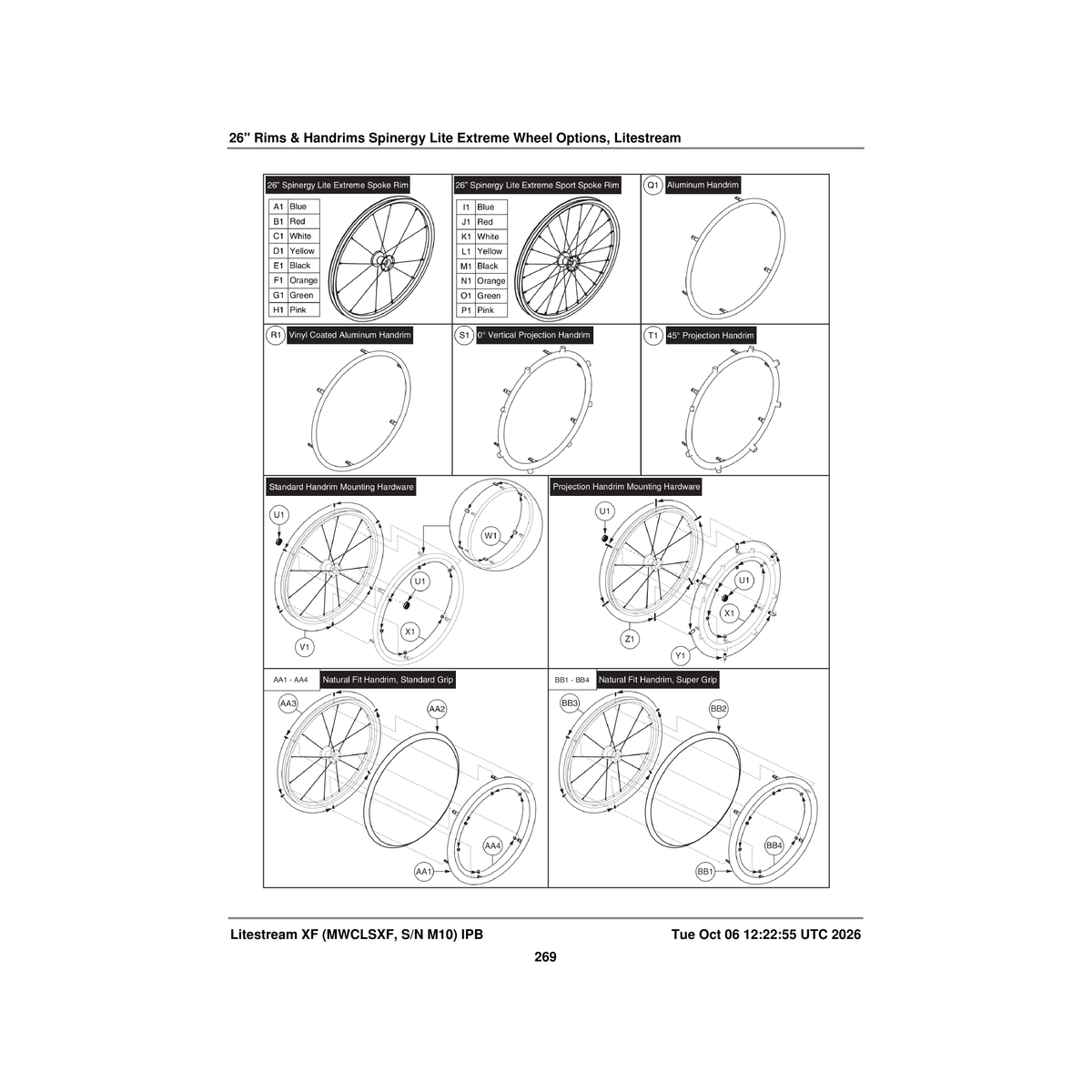 Pride Mobility WHLASMB2068 rim wheel assembly orange lite extreme sport 26 inch 24 parts diagram