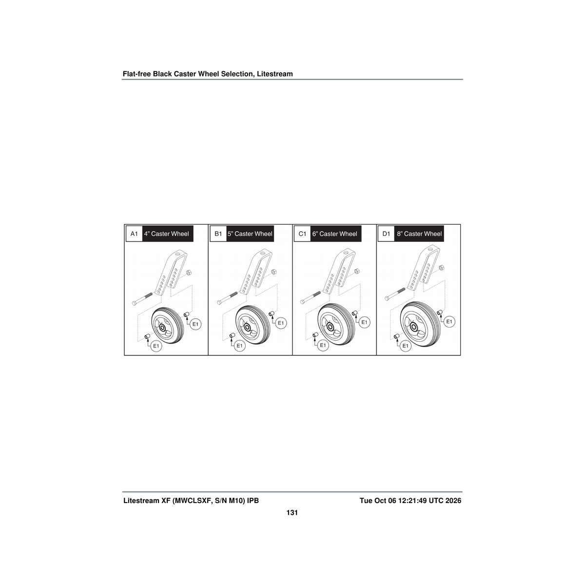 Pride Mobility WHLASMB2083 caster wheel assembly flat free 5 inch parts diagram