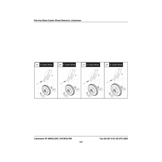 Pride Mobility WHLASMB2084 caster wheel assembly flat free 6 inch parts diagram