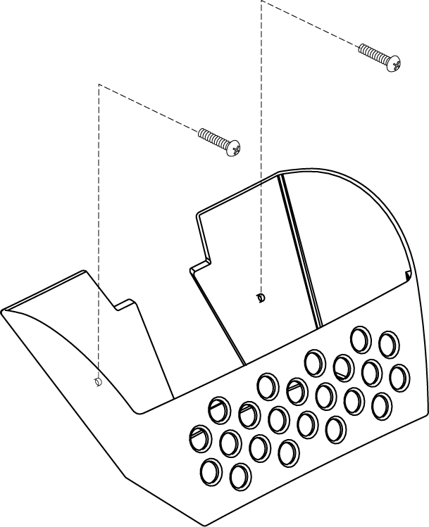 Pride Mobility Front Deck Basket Assembly, Black Plastic part number ACCASMB2101, parts drawing