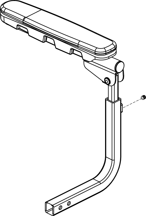 Pride Mobility CRS Seat Armrest Assembly, Right part number ARM145484, parts drawing