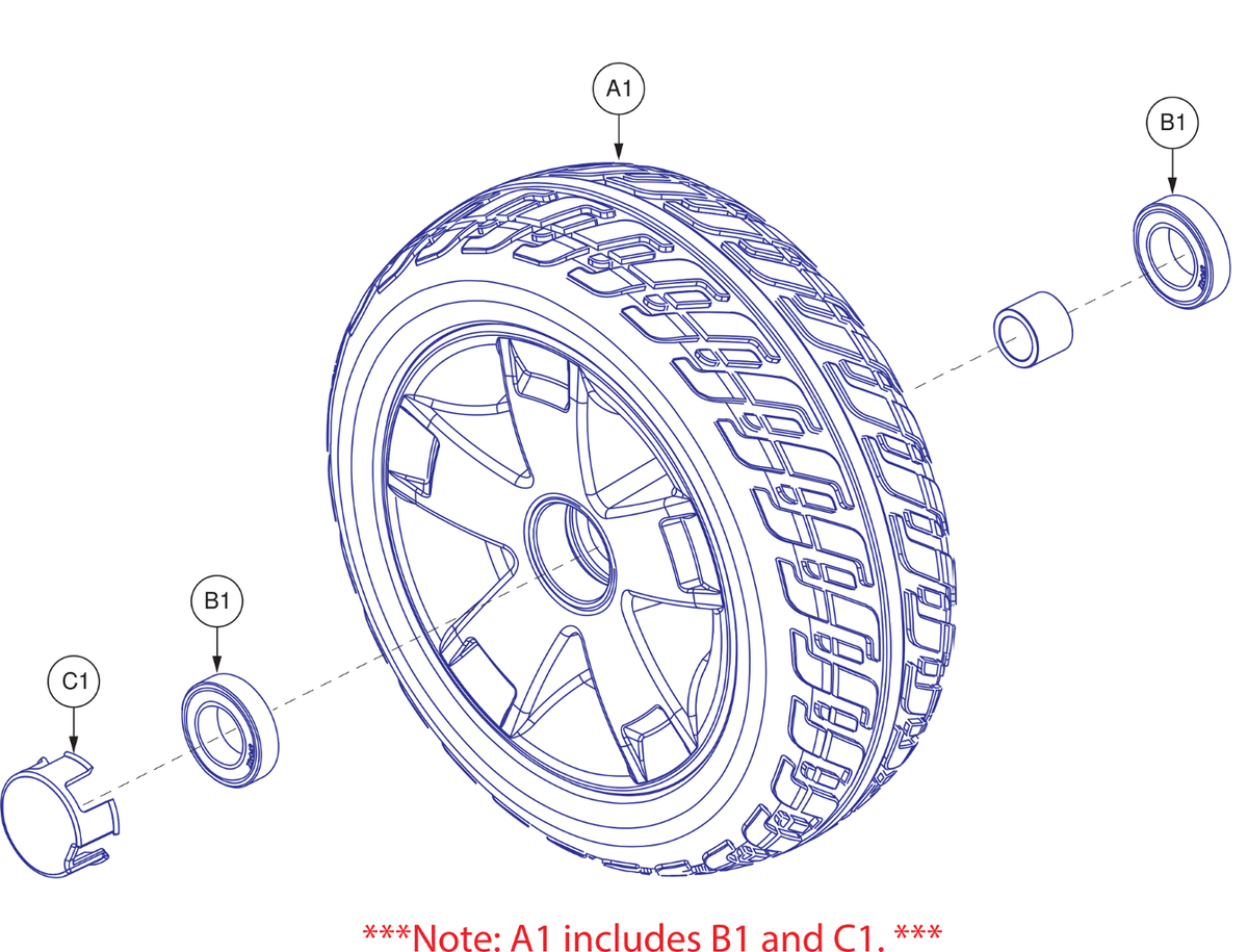 Pride IPB parts diagram showing Sleeve Bearing 15mm x 35mm x 11mm, part number BRGSLV1030