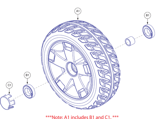 Pride IPB parts diagram showing Sleeve Bearing 15mm x 35mm x 11mm, part number BRGSLV1030