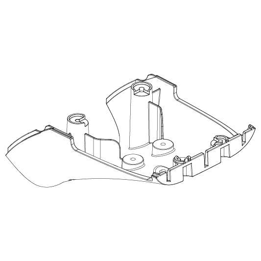 Pride Mobility Bottom Tiller Shroud for CTS Throttle Pot part number DGN120203, parts drawing
