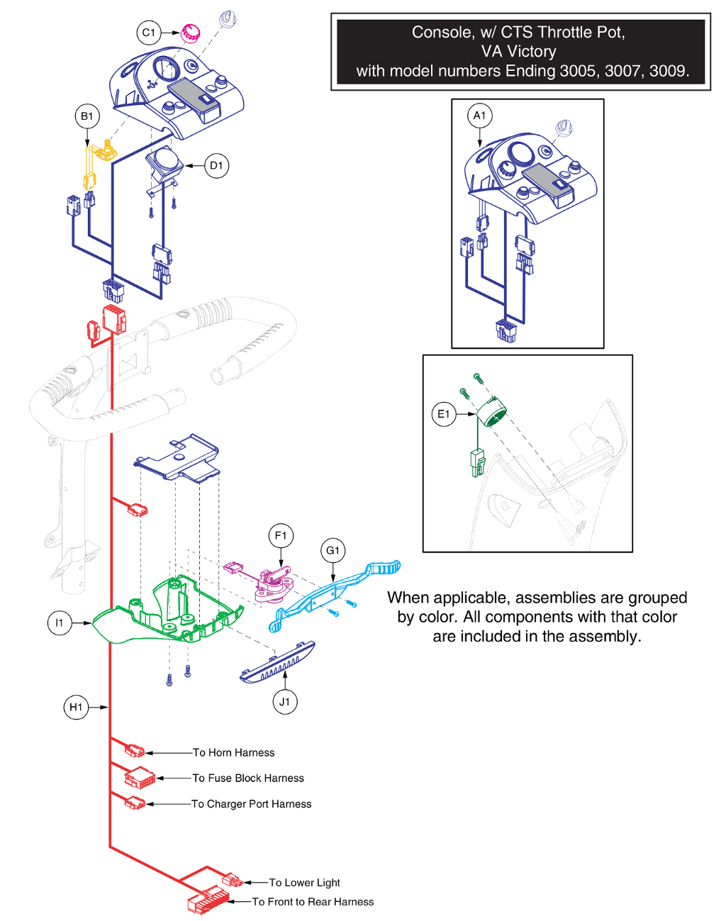 Pride IPB parts diagram showing LED Voltmeter, part number DGN142447