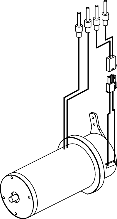 Pride Mobility Motor and Brake Assembly with Power Connector, JD part number DRVASMB1976, parts drawing
