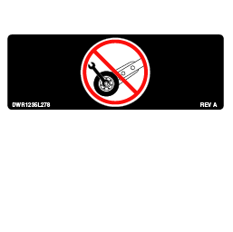 Pride Mobility Anti-Tip Do Not Adjust Decal part number DWR1235L278, parts drawing