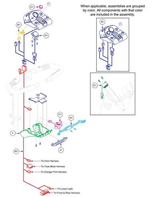 Pride IPB parts diagram showing Rubber Tiller Bumper Plug, Black, part number DWR9966C035