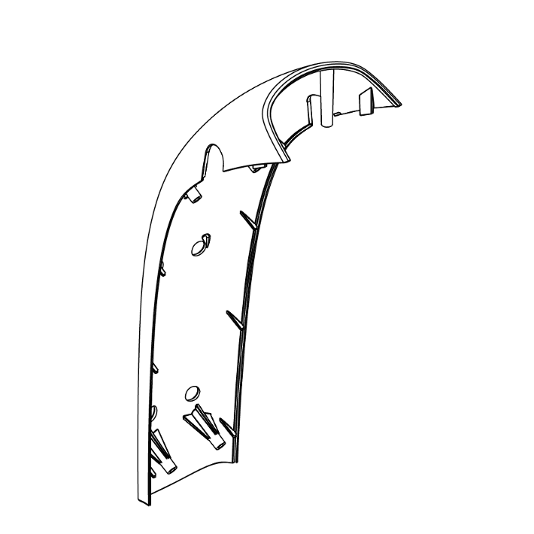 Pride Mobility Painted Front Tiller Shroud, Candy Apple Red, Economy part number DWR9966E019C, parts drawing