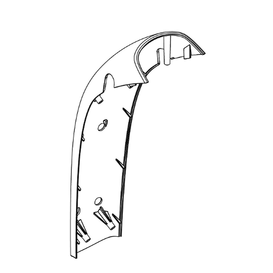 Pride Mobility Painted Front Tiller Shroud, Candy Apple Red, Economy part number DWR9966E019C, parts drawing