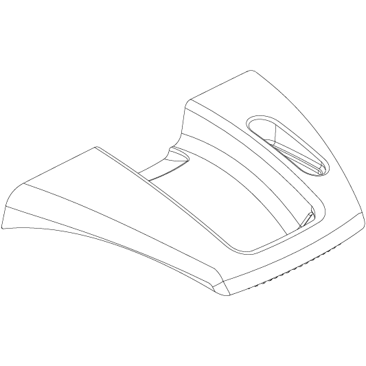 Pride Mobility Rear Cover with Handle, Black part number DWR9966E038A, parts drawing