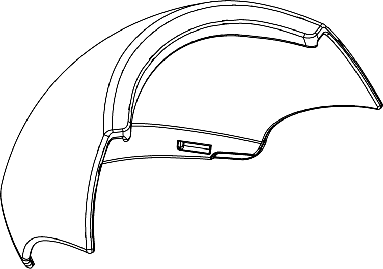 Pride Mobility Painted Blue Tiller Shield Shroud part number DWR9983E042B, parts drawing