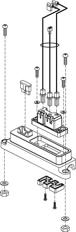 Pride Mobility Battery Connector/Controller Assembly, Dynamic, XLR Console part number ELE153022, parts drawing