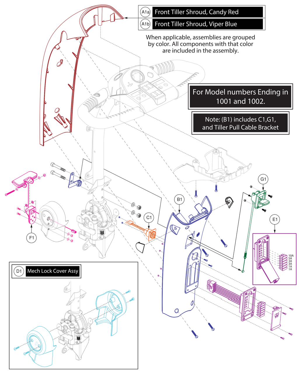 Pride IPB parts diagram showing Magnetic Ring Cup Assembly with Panel Mount Connector, part number ELE2006866