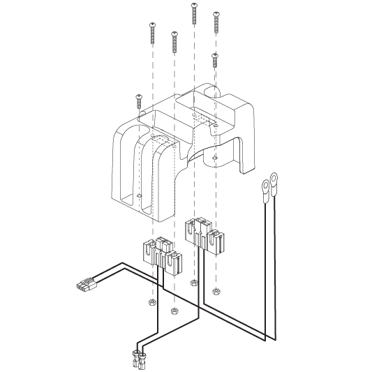 Pride Mobility Battery Connection Assembly with 40 Amp Circuit Breaker, Power Seat part number ELEASMB6546, parts drawing