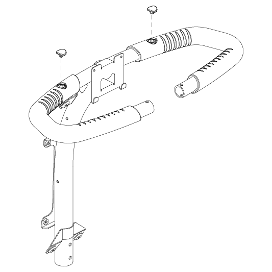 Pride Mobility Delta Tiller Assembly part number FRMASMB11383, parts drawing
