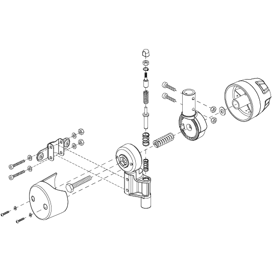 Pride Mobility Upper and Lower Tiller Pivot Assembly part number FRMASMB11384, parts drawing