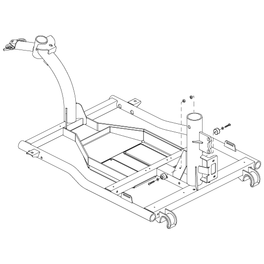 Pride Mobility 10 Inch Front Frame Assembly, 3-Wheel part number FRMASMB11398, parts drawing