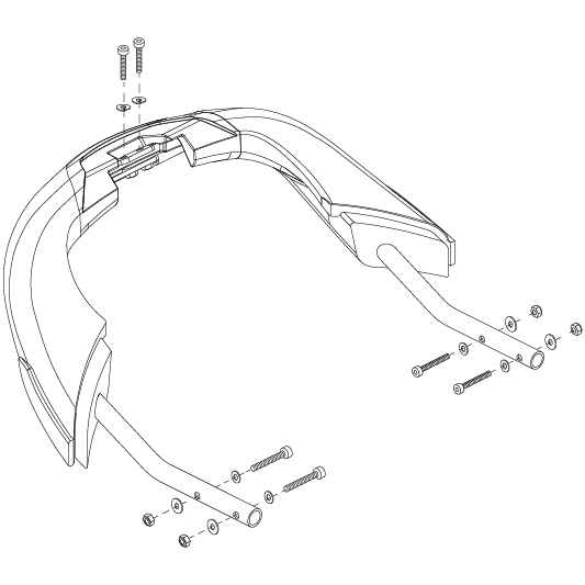 Pride Mobility Complete Front Bumper Assembly part number FRMASMB11400, parts drawing