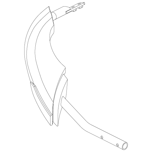 Pride Mobility Front Bumper Assembly, Left part number FRMASMB11402, parts drawing