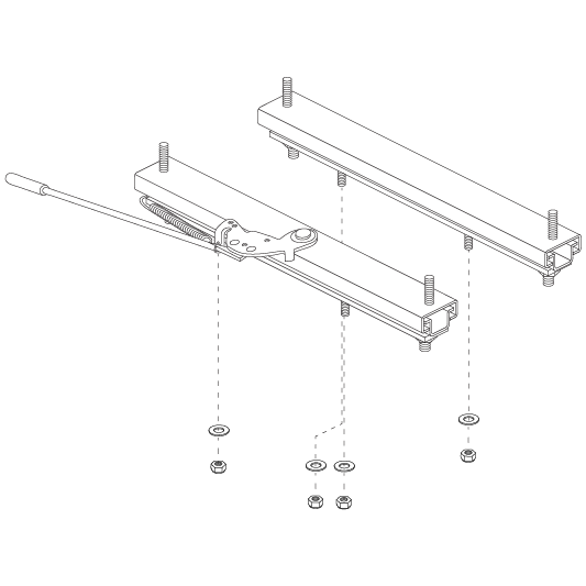 Pride Mobility Limited Slide Seat Mechanism with Left Side Handle part number FRMASMB11451, parts drawing
