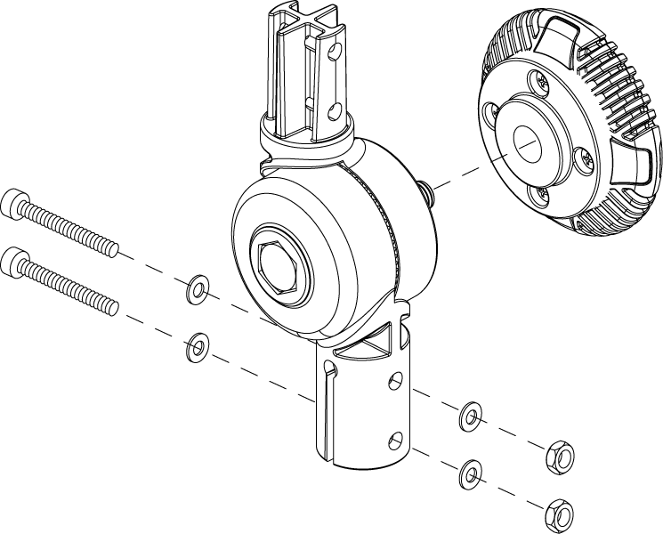 Pride Mobility Tiller Pivot Assembly, Upper/Lower part number FRMASMB9235, parts drawing