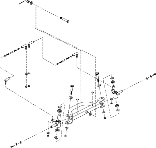 Pride Mobility Front Axle Assembly, 4-Wheel part number FRMASMB9239, parts drawing