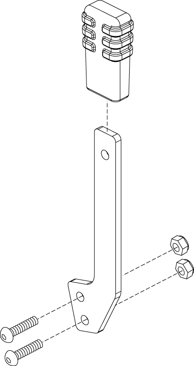 Pride Mobility Brake Lever Extension Frame Assembly part number FRMASMB9628, parts drawing