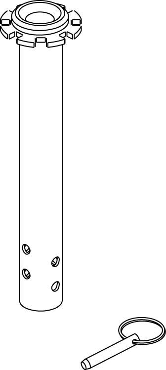 Pride Mobility Upper Seat Post Assembly, 4-Hole Adjustable, with Pin part number FRMASMB9630, parts drawing