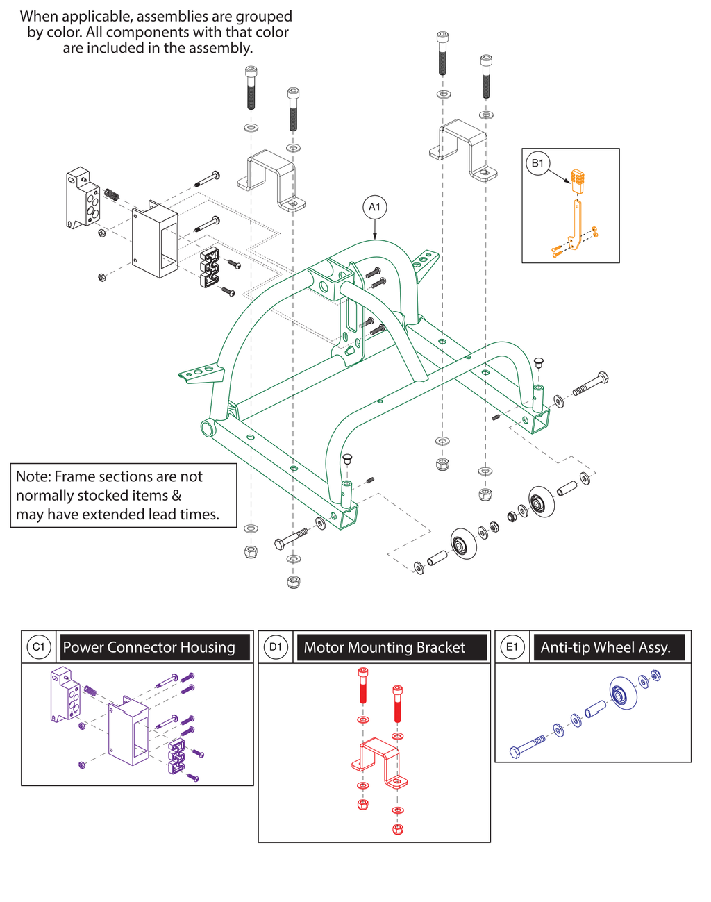 Pride IPB parts diagram showing Freewheel Lever Assembly, part number MEC160304