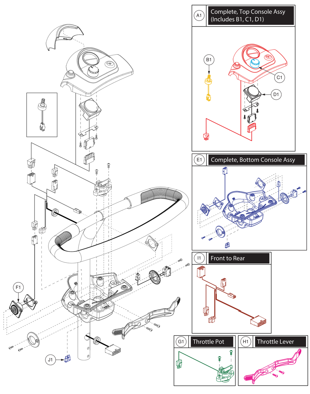 Pride IPB parts diagram showing Throttle Control Lever Assembly, part number MEC1801206
