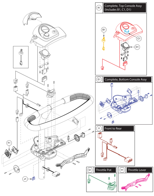 Pride IPB parts diagram showing Throttle Control Lever Assembly, part number MEC1801206