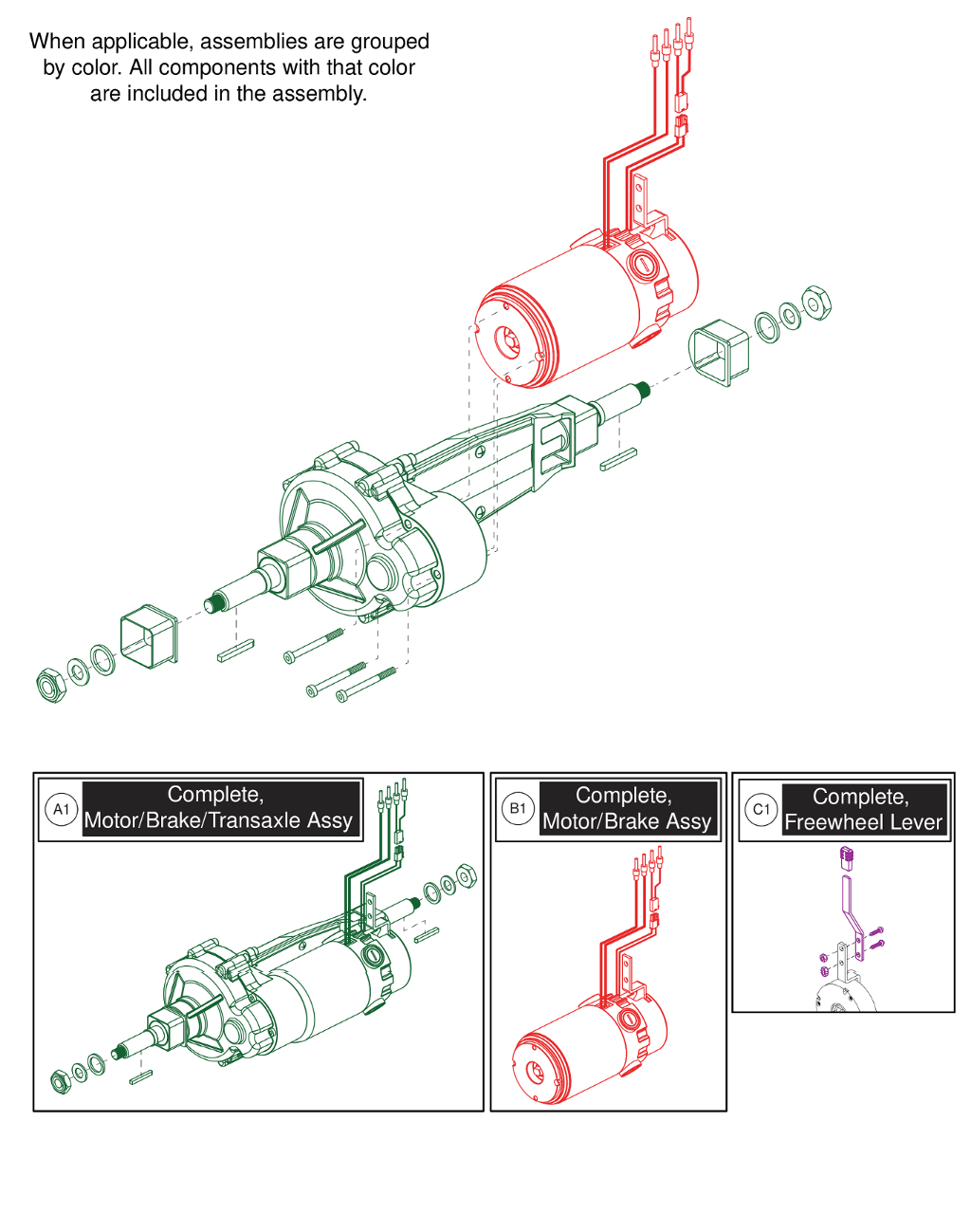 Pride IPB parts diagram showing Feishen T2 Motor with Yongxu Brake, part number MOT1808402