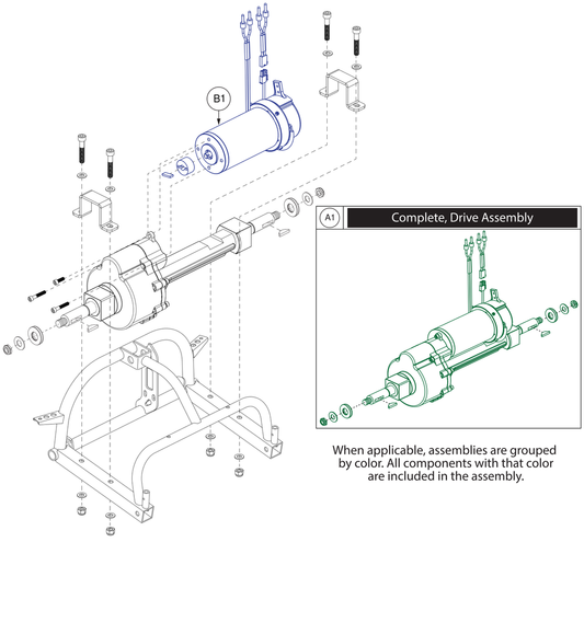 Pride IPB parts diagram showing Linix Motor Brake Assembly with Coupler Key, 6 km/h, part number MOT1900208