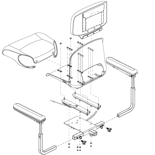 Pride Mobility Molded Plastic Seat with Frame, Limited Sliders and Height Adjustable Arms, 18 in x 17 in part number SET18001