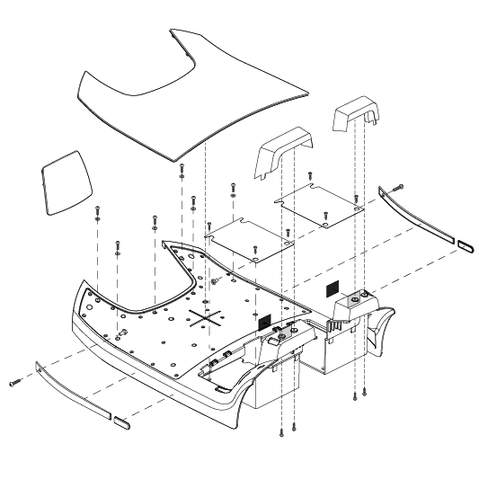 Pride Mobility Front Body Shroud Assembly, Candy Apple Red, 3-Wheel part number SHDASMB5259, parts drawing