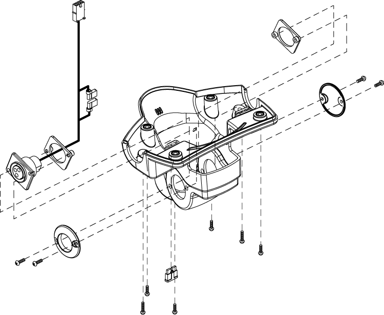 Pride Mobility Console Bottom Shroud Assembly, Black part number SHDASMB6193, parts drawing