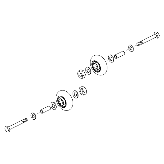 Pride Mobility Anti-Tip Wheel Assembly, 2 in Rollerblade Style, Version 2 part number WHLASMB1547, parts drawing