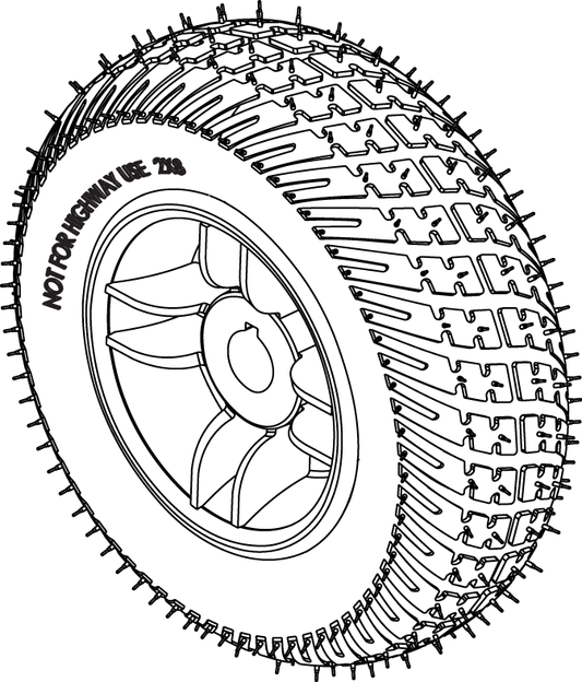 Pride Mobility Flat-Free Rear Wheel Assembly, 2.5 x 8 in, Silver Rim, Black Tire part number WHLASMB1838, parts drawing