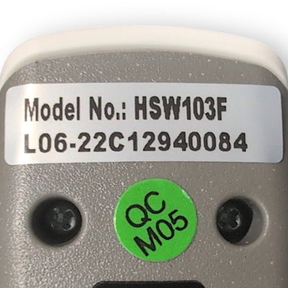 product label showing model number: hsw103f