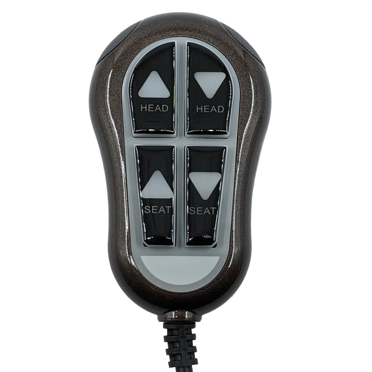 ultra-comfort ZK1300-HC, 4-button, 5-pin-remote hand control wand. two up/down buttons are labeled "Head" and two up/down buttons are labeled "Seat".