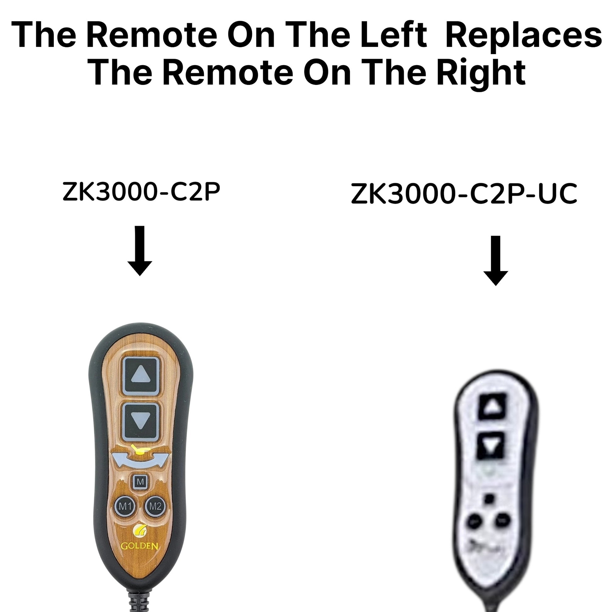 Shows that the Ultra Comfort ZK3000-C2P-UC is replaced by the Golden Technologies ZK3000-C2P
