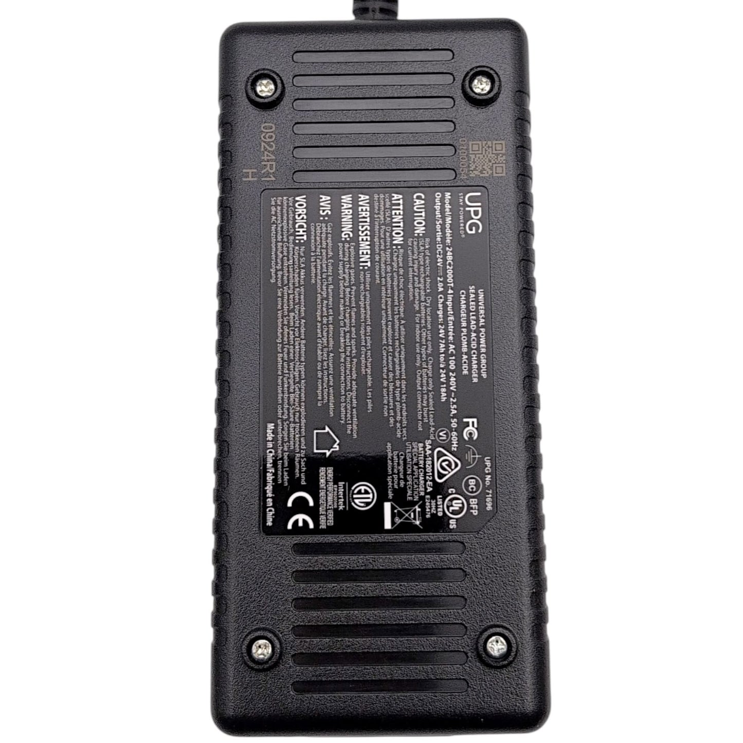 UPG 24V 2.0A Scooter/Wheelchair Battery Charger with 3-Pin XLR Connector 24BC2000T-4 / 71696 / S31055