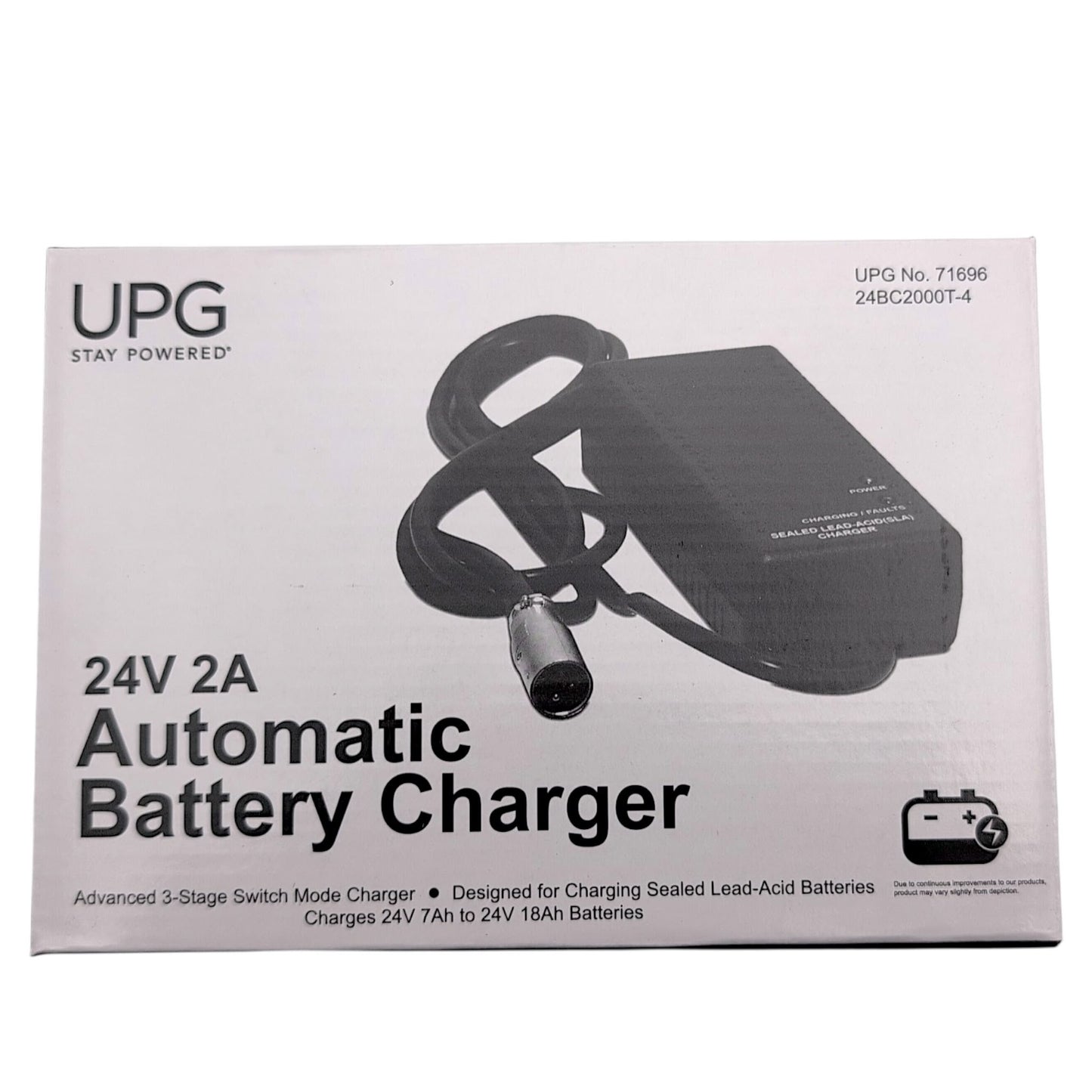 UPG 24V 2.0A Scooter/Wheelchair Battery Charger with 3-Pin XLR Connector 24BC2000T-4 / 71696 / S31055